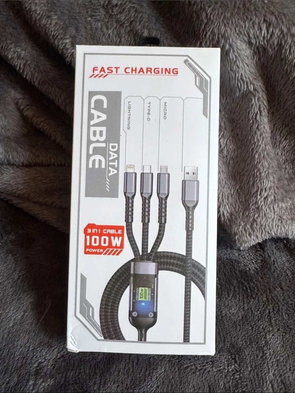 Fast Charging 3-in-1 Data Cable - Black